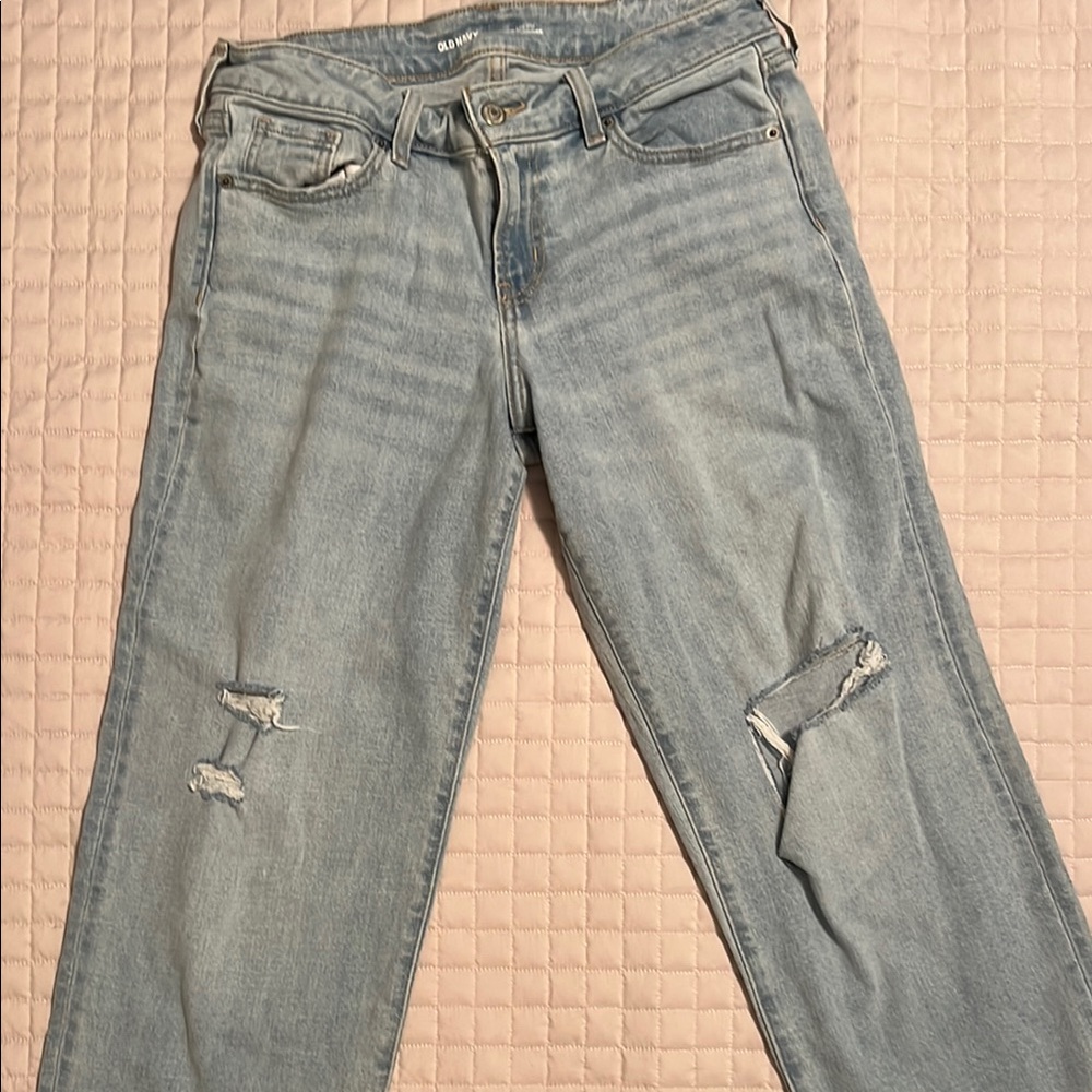 Women's Light Blue Distressed Jeans